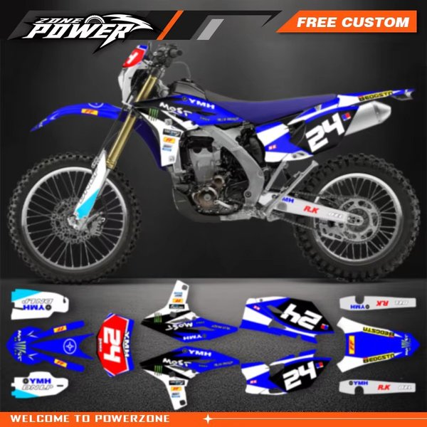 Powerzone Motorrad-Verkleidungs-Grafik-Aufkleber-Set für Yamaha WR450F WRF 450 WR 450F 2012 2013 2014 2015