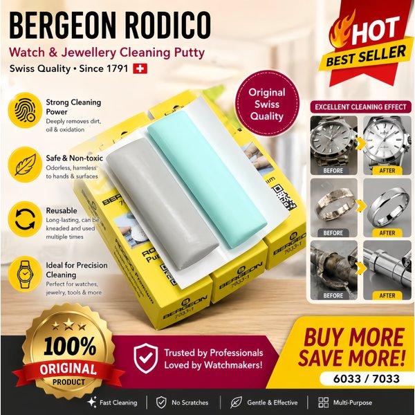 Original Bergeon Rodico 6033 7033 Reinigungsmasse Uhrenreiniger Staubentferner für Uhrenreparatur Schmuck Elektronik