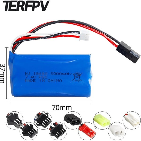 Batterie 18650 7.4V 3000Mah 25C pour MJX T40 T40C F39 F49 T39, pièces pour voitures Wltoys 10428 X9115 RC BG1513/MZ 2856 2S, batterie FT009