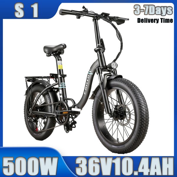 EBYCCO S1 500W Leistungsstarker Motor 36V10.4AH Langstrecken-Akku Elektrofahrrad Doppelte Scheibenbremse 20-Zoll Offroad-Fettreifen Allterrain-Elektrofahrrad