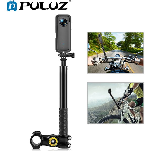 PULUZ Motorcycle Bicycle Handlebar Fixture Mount Camera Bracket Adapter & Monopod Stand For Insta 360 X6/X5/X4/X3/ONE R/ONE RS