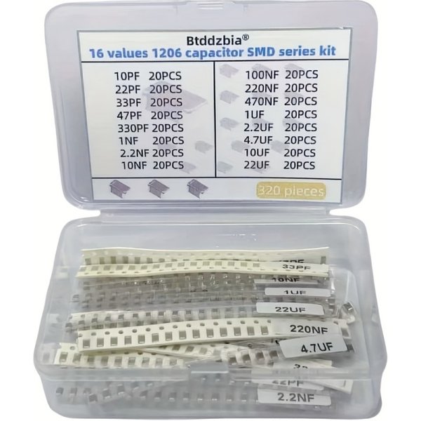 (Industrielle SMD-Kondensator-Komponenten) 320-teiliges 1206 SMD-Kondensator-Set - Hochwertiges Sortiment an Kondensatoren für Elektronikkomponenten