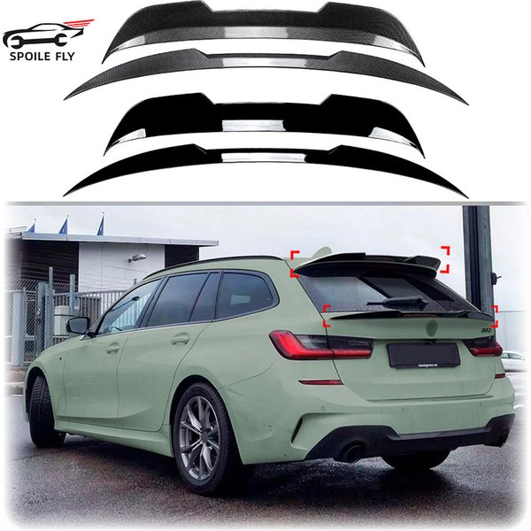Spoilers d'aile de toit arrière en ABS pour BMW, becquets moyens, kit de carrosserie, noir brillant, aspect fibre de carbone, série 3, G21 Wagon 2019 +, haute qualité