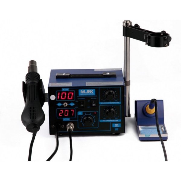 Station de soudage à air chaud 2 en 1 et fer à souder en étain Mlink H4, avec support de pistolet à air pour le travail Bga, comprend une résistance de remplacement et une 10 pointes de fer à souder