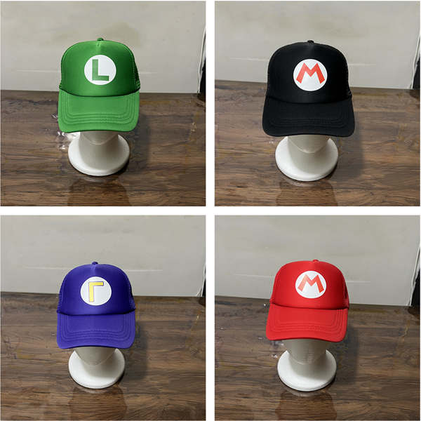 Anime Super Luigi Bros Sun Hat Game Cartoon Cosplay Adjustable Printed Mesh Hats Trucker Unisex Baseball Cap Accessories Props