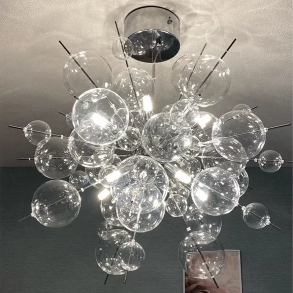 Luminaire suspendu en verre LED de style nordique pour chambre à coucher, lustres artistiques modernes en métal doré chromé pour restaurant, décoration intérieure