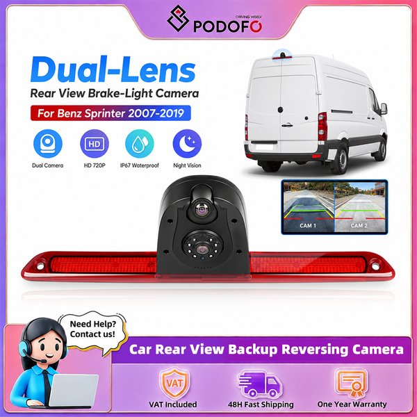 Podofo Car Rear View Camera IPS Car Back-Up Monitor Anti-interference Night Vision 12V/24V Truck Bus Van Rear View Kit for Benz Sprinter 2007-2019