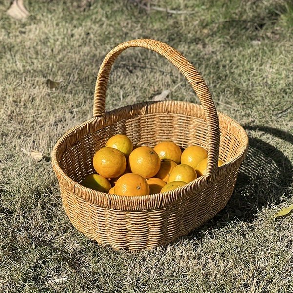 Panier de courses tissé à la main de style japonais, imitation rotin, grand panier de pique-nique, panier à fruits fait main, panier à œufs