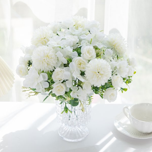 29CM Rose Chrysantheme Seidenstrauß Künstliche Blumen Für Hochzeit Outdoor Garten Bogen Wohnkultur Weihnachten Kränze Zubehör