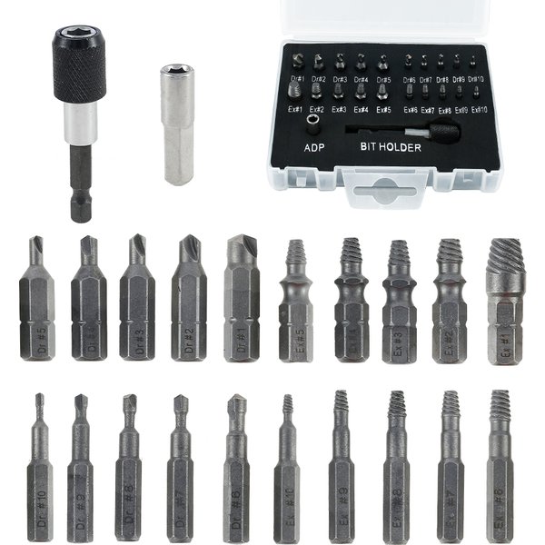 22 Stück beschädigte Schraubenausdreher-Bohrer, Zweckwerkzeuge, HSS, gebrochen, Speed Out, einfach zu außen, Bolzenbolzen, abisoliertes Schraubenentferner-Werkzeug