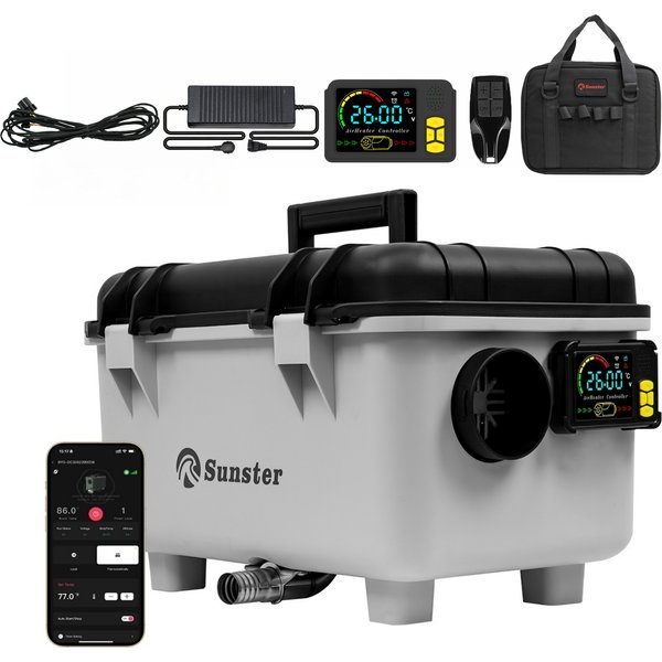 8KW Dieselheizung 12V/24V/110-240V Diesel-Nachtzelt-Heizung mit Bluetooth-App, Display und Fernbedienung für Zelt, Camping, Wohnmobil, Autoheizung
