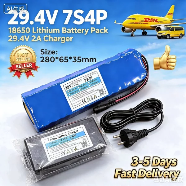 DAWEIKALA 29V 7S4P 21700 Lithium-Ionen-Akkupack, mit integriertem BMS, Überlade- und Tiefentladeschutz, wiederaufladbarer Li-Ionen-Akku für DIY-Stromversorgungsgeräte