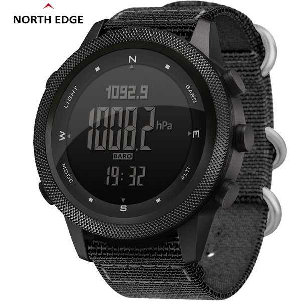 NORTH EDGE hommes montre numérique militaire armée sport montres étanche 50M altimètre baromètre boussole heure mondiale montre-bracelet hommes