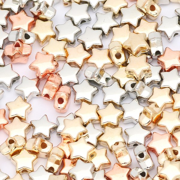 200pcs 6X3mm CCB Charm Star Beads Pentagram Loose Spacer Beads For Jewelry Making Diy Bracelet Necklace Handmade Accessories