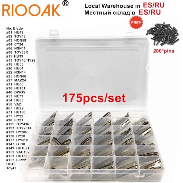 175 pièces clé de voiture télécommande vierge lame de clé KD pour KD900/KD-X2 KD VVDI Xhorse JMD télécommandes avec boîte pour Renault Toyota BMW VW AUDI PSA