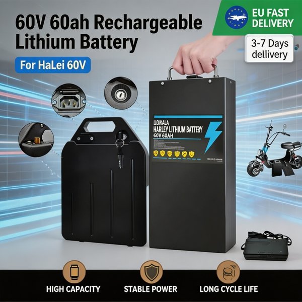Halei 60V 60Ah Lithium-Akku, wiederaufladbarer Li-Ionen-Akku für Harley Elektroroller, E-Bike, Motorrad, EU-Lagerbestand, Versand aus Polen