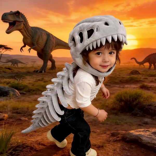 Nowa Pluszowa Czapka Dinozaura Kreskówkowy Szkielet Nakrycie Głowy Kostium na Halloween Zabawna Miękka Lalka Styl Celebryty Prezent Niespodzianka Zabawka dla Dzieci