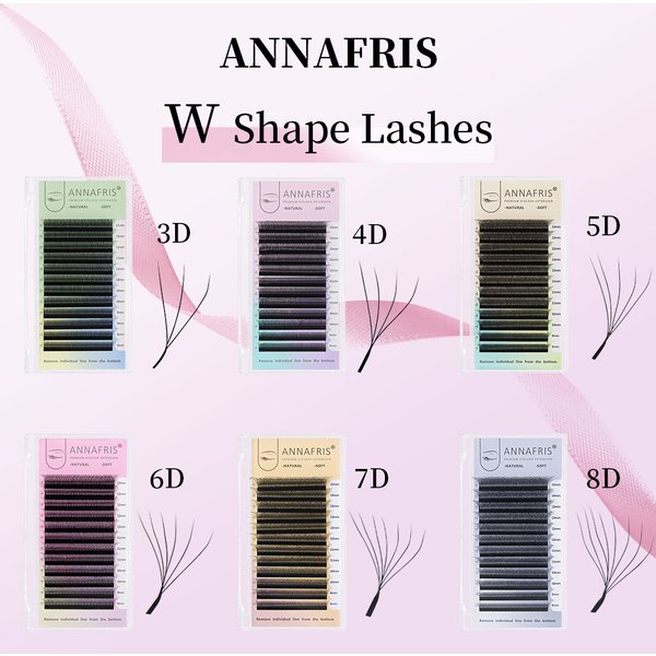 ANNAFRIS Vorgefertigter Volumenfächer YY 3D 4D 5D W-förmige Wimpern Automatische Blüte W Wimpernverlängerung Natürliche weiche, volldichte Nerzwimpern