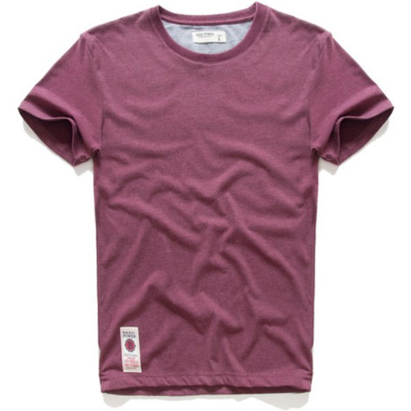 Men's T-Shirt Summer Cotton Solid T-Shirt Men's Short Sleeve Tee Fancy Yarns High Quality Classical Tops T Shirts Color Wine Blu