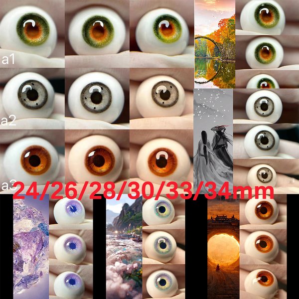 Yeux de grande taille 24/26/28/30/33/34mm, yeux de poupée colorés en résine, accessoires de poupée faits à la main, globe oculaire pour poupée BJD, yeux en plâtre