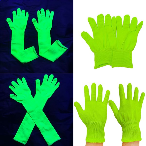 4/8/16/30 Stück grüne fluoreszierende Handschuhe, die im Schwarzlicht leuchten, UV-Licht, für Kinder und Erwachsene, Neon-Thema, Geburtstagsparty-Dekorationszubehör