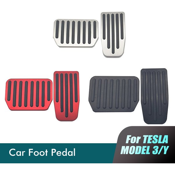 Für Tesla Fußstützen pedal Modell 3 Modell y rot schwarz silber Fuß pedale deckt rutsch feste Gaspedal Gas Kraftstoff brems matte