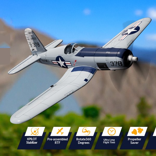 Nowy model samolotu RC Volantex F4U Corsair, 4-kanałowy, wykonany z pianki EPP, o rozstawie skrzydeł 400 mm, samolot RC z funkcją akrobacji jednym przyciskiem, alarmem niskiego poziomu baterii, RTF.