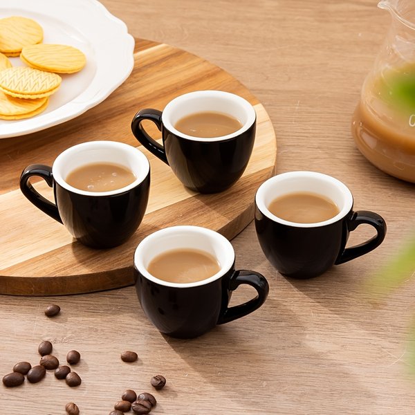 4 tasses à expresso en céramique de 60 ml/2 oz avec poignées, tasses à matcha en porcelaine, tasses à expresso demitasse parfaites pour les machines à expresso