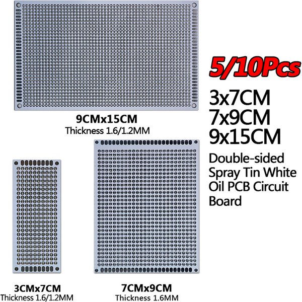5/10PCS PCB Board Prototyp Board Weiß Dicke 1,2/1,6 MM 3x7/7x9/9x15cm Doppelseitige Leiterplatten Für DIY Löten Projekt