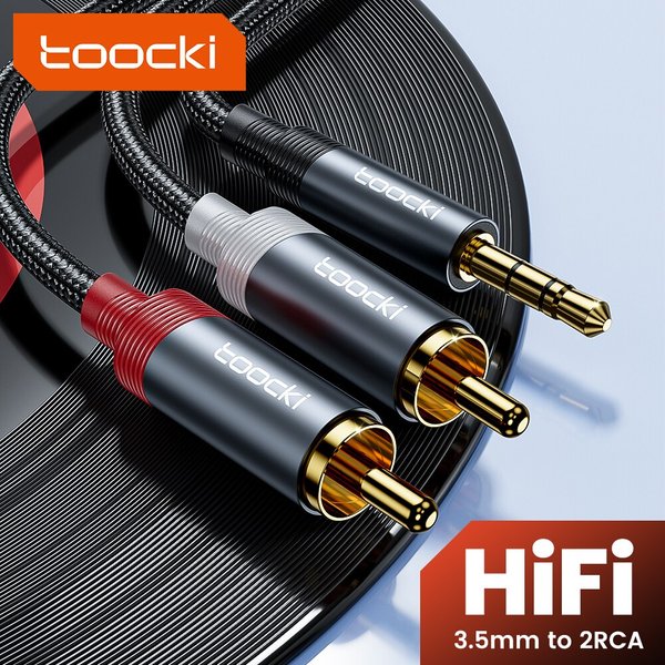 Toocki RCA-Kabel, 3,5 mm Klinke auf 2 Cinch-Aux-Audiokabel, 3,5 mm auf 2 Cinch-Stecker, Adapter-Splitter für TV-Box, Apple TV-Lautsprecherkabel