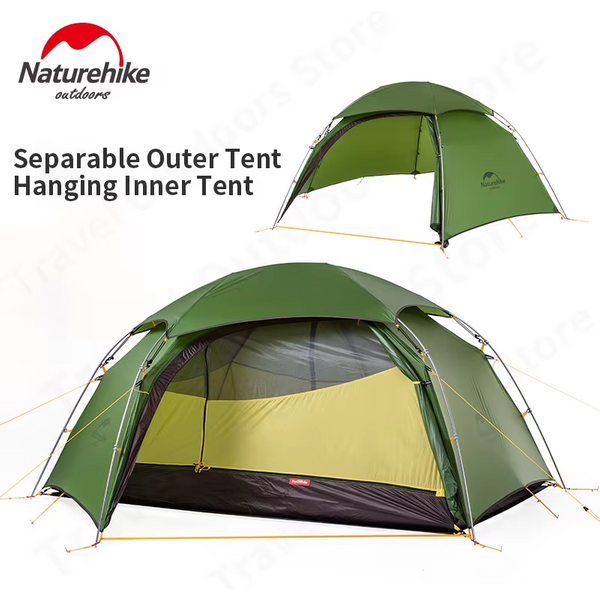 Naturehike Cloud Peak Campingzelt für 2 Personen, 4-Jahreszeiten-Zelt, Ultraleichtes 20D Nylon Wasserdichtes Doppelschicht-Zelt mit Reißverschluss für Rucksacktouren