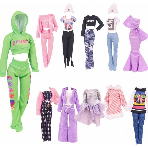 30CM Puppenkleidung Outfit Kleid Mode Mantel Hüte Oberteil Hosen Kleidung für 1/6 BJD Puppenkleidung Puppenzubehör Mädchen Spielzeug Geschenke