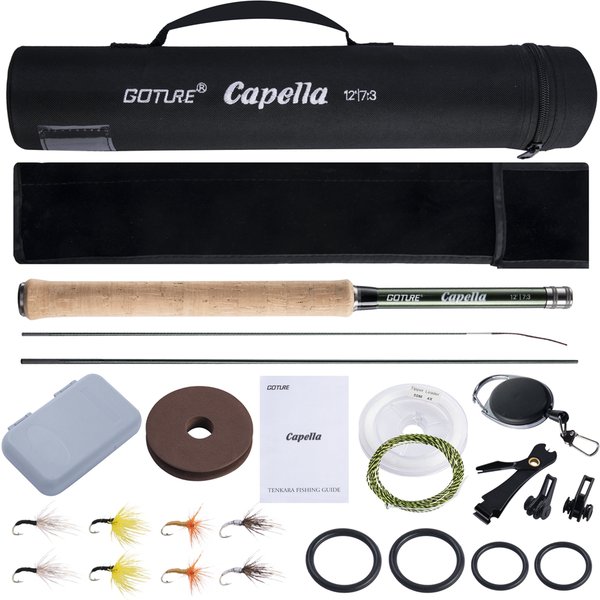 Goture Tenkara canne à pêche à la mouche Combo 3.6m tige en Fiber de carbone ultralégère avec ligne leurre tondeuse Portable Tenkara ensemble de tiges s'attaque