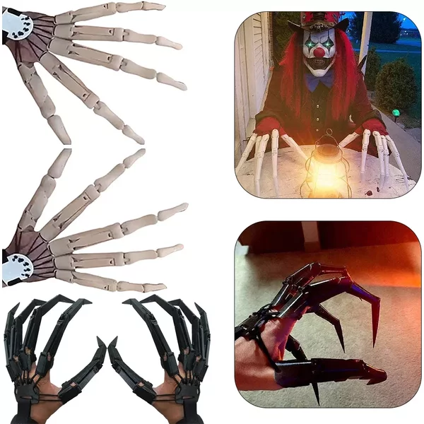 3D-gedruckte Halloween-Verlängerungen mit beweglichen Fingern, flexible Gelenke, beweglich, tragbar, lange Finger, Dekoration, Requisiten, Klaue, Cosplay