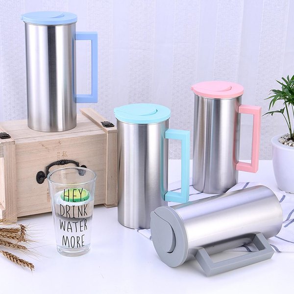 Grand pichet à eau en acier inoxydable, pichet à boissons, carafe à jus, pichets à boissons pour la maison, la cuisine, le magasin, 1.8 litres, utilisation au bureau, 73