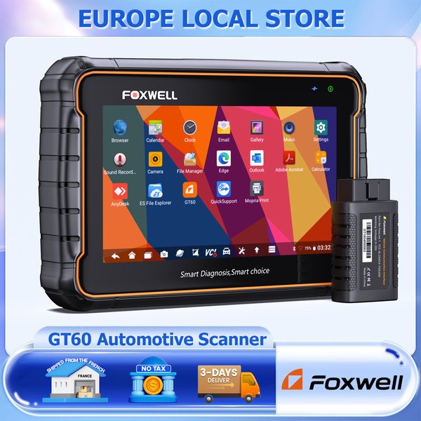 FOXWELL GT60 OBD2 Bidirektionales Diagnosegerät 28+ Servicefunktionen mit CAN-FD DOIP Alle-Systeme-Diagnose Codeleser Auto-Diagnose-Scanner