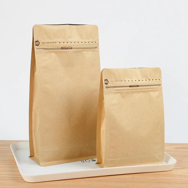 Sacs d'emballage en grains de café debout avec assujetd'air, papier kraft, sac à fermeture éclair, feuille d'aluminium intérieure avec assujetd'aération, 50 pièces