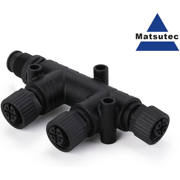 NMEA 2000 T Connector 4 Port 5Pin M12 Thread IP67 Waterproof NMEA 2000 (N2k) (Tee) T-Connector for Garmin Lowrance Simrad B&G
