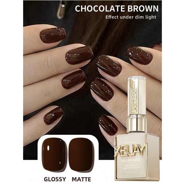 Vernis à ongles Gel marron rougeâtre, 15ml, à tremper pur, sans lingette, adapté à toutes les saisons, 1 pièce