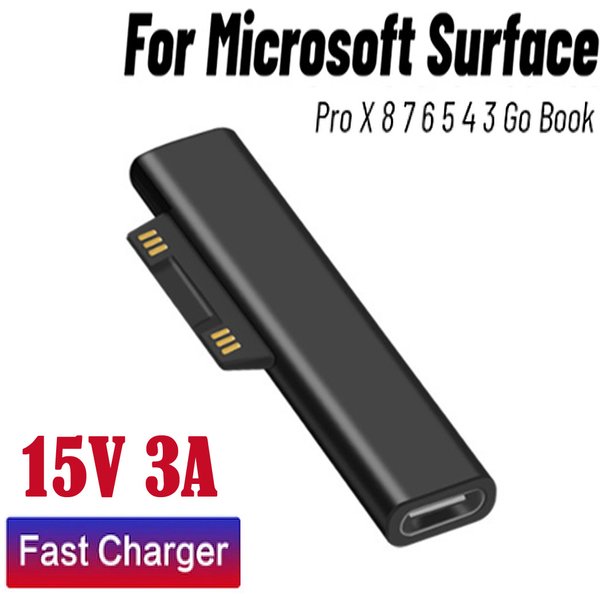 Für Microsoft Surface Pro X 8 7 6 5 4 Go Book auf Typ C PD Adapter Tablet Schnellladestecker Konverter Magnetischer Ladegerät-Adapter