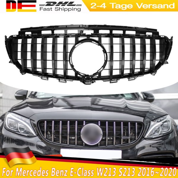 Auto-Frontstoßstangengrill im GT-Stil für Mercedes Benz E-Klasse W213 S213 2016~2020 C238 A238 E200 E300 mit Kameraloch
