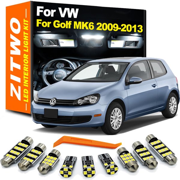 ZITWO 14 pièces LED ampoule intérieur Kit d'éclairage pour VW Volkswagen Golf MK6 6 VI GTI 2009 2010 2011 2012 2013 dôme pied coffre lampe