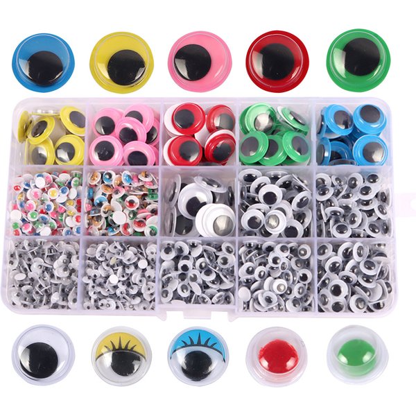 Yeux auto-adhésifs mobiles, 1500 pièces, globe oculaire d'animal maléfique, artisanat de bricolage pour enfants de la maternelle K0882
