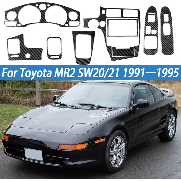 Accessoires de voiture, panneau de compteur de vitesse, couvercle de lève-vitre, évent, autocollant en Fiber de carbone pour Toyota MR2 SW20 21 1991 – 1995