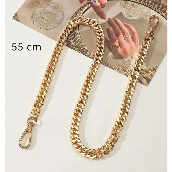 55 cm vielseitige Aluminiumkette mit Farbhaltung, Gold, DIY handgefertigte Metallwickelkette, Unterarm-Schultergurt, Ersatzgurt