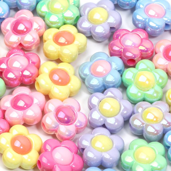10pcs 16mm 6Colors AB Sunflower Acrylic Beads Loose Spacer Beads for Jewelry Making DIY Bracelet Handbag Keychain Accessories