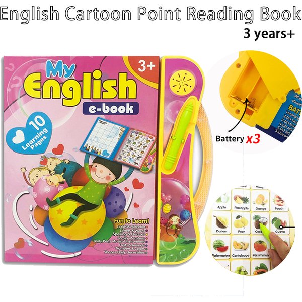 Nouveau livre de lecture de points de dessin animé anglais pour enfants, éducation précoce, toucher des doigts, apprentissage du langage, livre électronique multifonctionnel, jouet cadeau