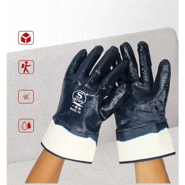 Nitrile Gloves Dark Thicken Rubber Glove Waterproof Oil Resistant for Gas Station Working Safety Protection Safety Gloves