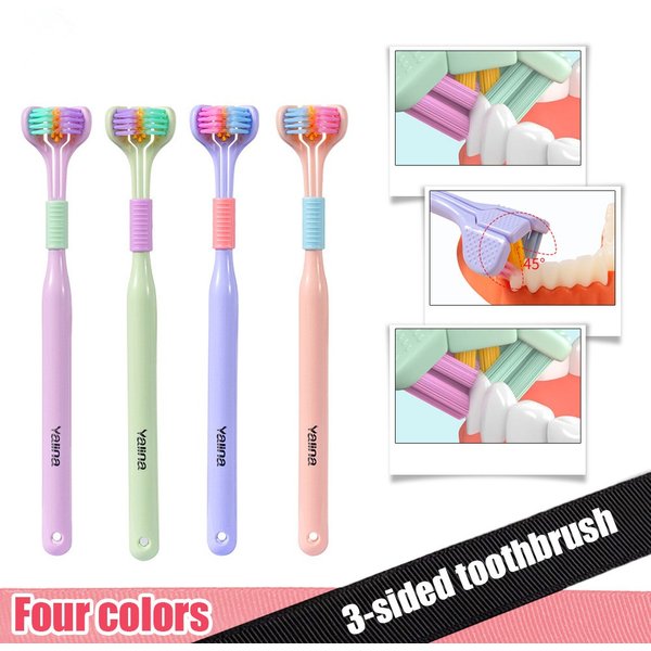 360° 3-in-1 Toothbrush Soft High Quality Three Head Toothbrush PBT Bristle Teeth Whitening Teethbrushes Adult Dental Oral Care