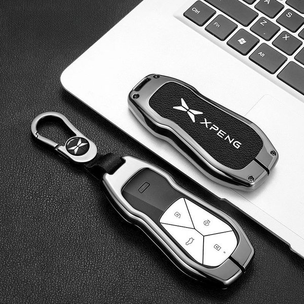 Legierung + Leder Auto Schlüssel Fob Abdeckung Fall Shell Für Xpeng Xiaopeng p7 p7i p5 g3 g3i g9 g6 22-23 Halter innen Schlüsselbund Zubehör